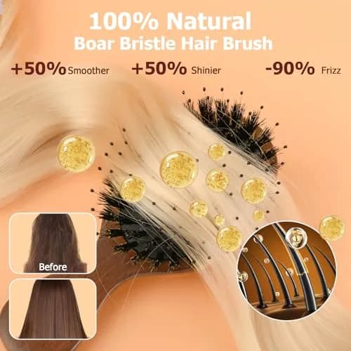Ancable Travel Folding Hair Brush, Mini Boar Bristle Hair Brush 5.6 inches (1.79 oz) | Detangles & Adds Shine thumbnail 3