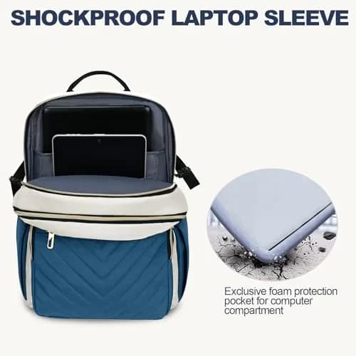 VANKEAN 15.6 Inch Laptop Backpack for Women Large Capacity 32cm (12.6in) W x 43cm (16.9in) H x 20cm (7.9in) D | Water-Resistant Travel & College Daypack thumbnail 5