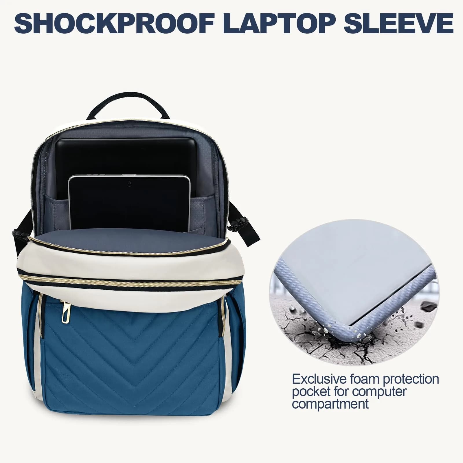 VANKEAN 15.6 Inch Laptop Backpack for Women Large Capacity 32cm (12.6in) W x 43cm (16.9in) H x 20cm (7.9in) D | Water-Resistant Travel & College Daypack - view 5