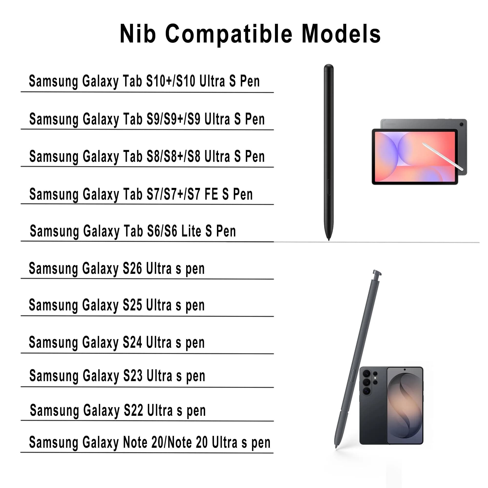 NWANTF Metal Nibs/Tips Replacement for Samsung Galaxy Tab S10/S9/S8/S7/S6, S26/S25/S24/S23/S22 Ultra S Pen, Nibs/Tips+Clip + Storage Box (12 pcs Set) - view 2