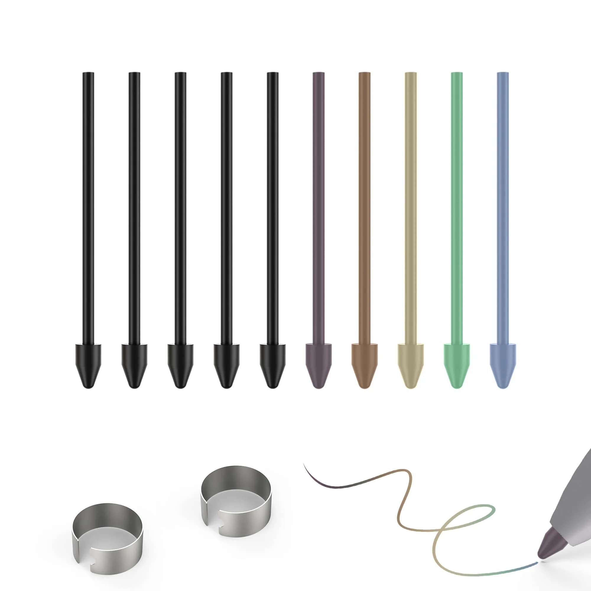 NWANTF Metal S Pen Nibs Replacement Set (10 pcs) | Compatible with Samsung Galaxy Tab S10/S9/S8/S7/S6, S26/S25/S24/S23/S22 Ultra, Note 20/10 Series - main product image