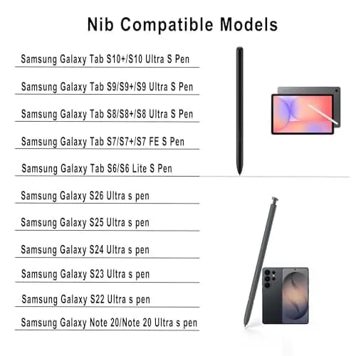 NWANTF Metal S Pen Nibs Replacement Set (10 pcs) | Compatible with Samsung Galaxy Tab S10/S9/S8/S7/S6, S26/S25/S24/S23/S22 Ultra, Note 20/10 Series thumbnail 2