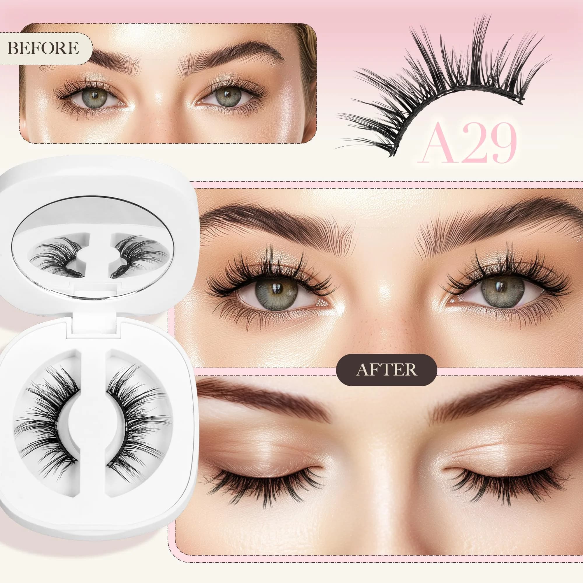 LASHVIEW A29 Magnetic Eyelashes - Natural Look, Reusable, No Glue Needed - view 2