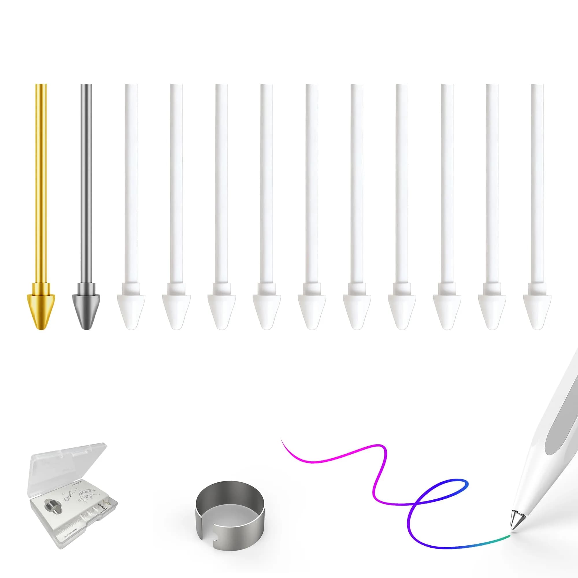 NWANTF Metal Nibs for Samsung Galaxy Tab S11/S11 Ultra S Pen | Durable, Precise, Easy Replacement — 2 metal nibs+10 plastic nibs