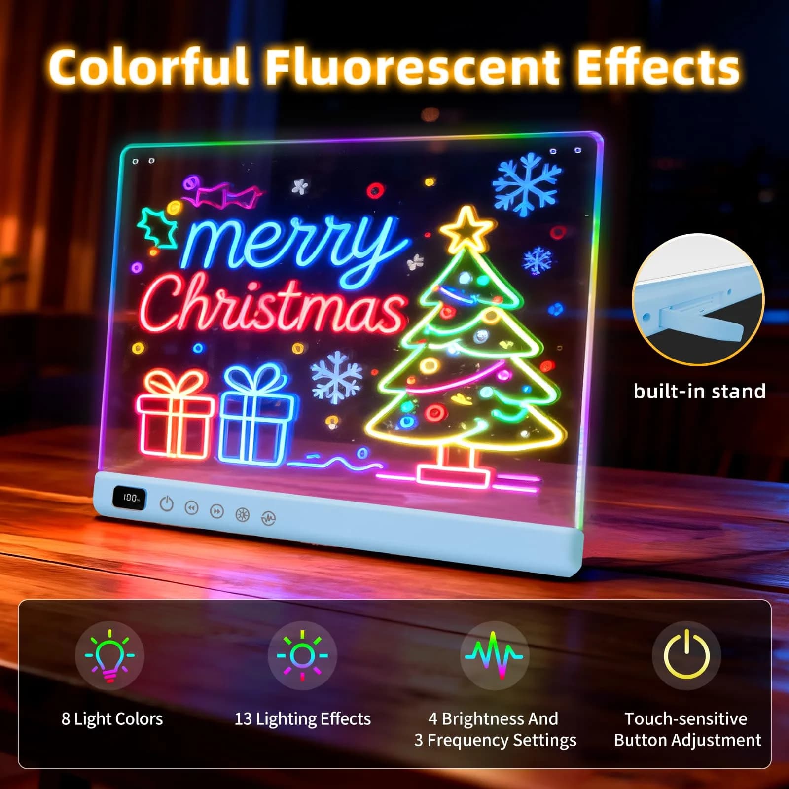 LUMIBOARD LED Drawing Board 13 Light Effects 36.8cm x 27.9cm (14.5" x 11") | Rechargeable Glow Doodle Tablet for Kids - view 7