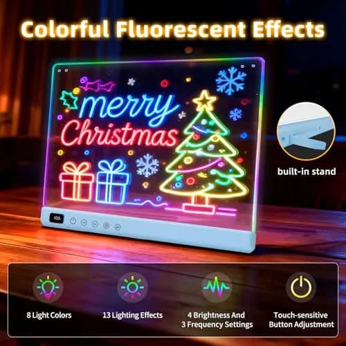 LUMIBOARD LED Drawing Board 13 Light Effects 36.8cm x 27.9cm (14.5" x 11") | Rechargeable Glow Doodle Tablet for Kids thumbnail 7