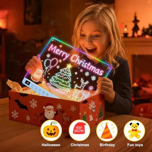 LUMIBOARD LED Drawing Board 13 Light Effects 36.8cm x 27.9cm (14.5" x 11") | Rechargeable Glow Doodle Tablet for Kids thumbnail 8