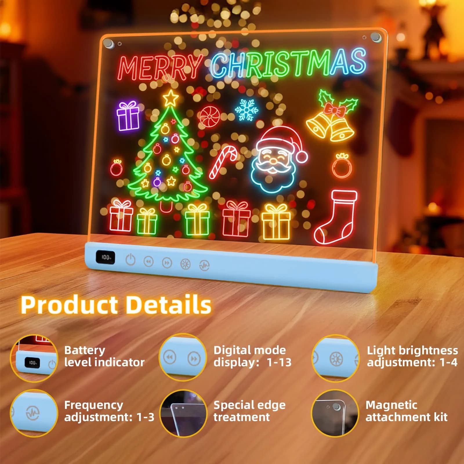 LUMIBOARD LED Drawing Board 13 Light Effects 36.8cm x 27.9cm (14.5" x 11") | Rechargeable Glow Doodle Tablet for Kids - view 4