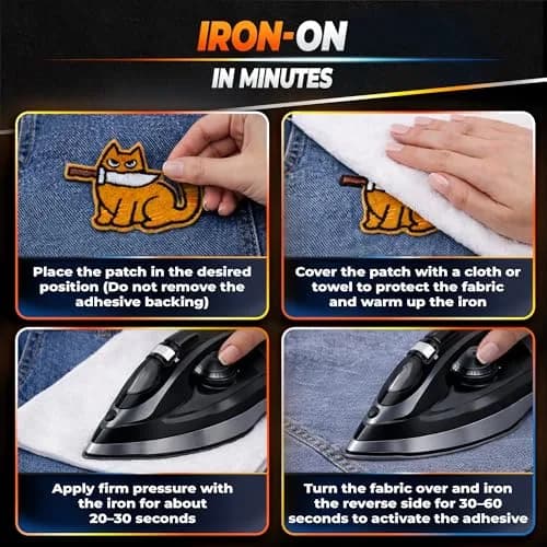 Reluen 8 Pcs Cat Iron-On Patches for Clothes, Embroidered 5.3 cm x 4.5 cm (2.52 x 1.76 in) | Cute Cartoon Cat Designs for DIY & Customization thumbnail 5