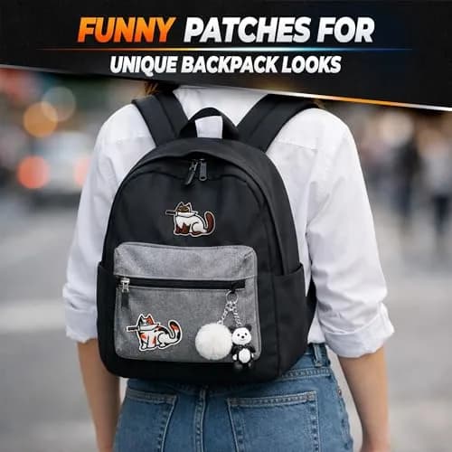 Reluen 8 Pcs Cat Iron-On Patches for Clothes, Embroidered 5.3 cm x 4.5 cm (2.52 x 1.76 in) | Cute Cartoon Cat Designs for DIY & Customization thumbnail 9