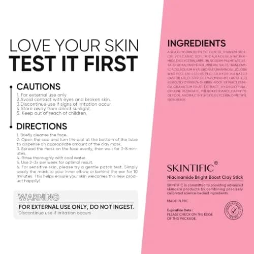 SKINTIFIC Bright Boost Face Mask Stick with Niacinamide & Arbutin, 30g (1.06 oz) | Brightens & Cools Skin thumbnail 2