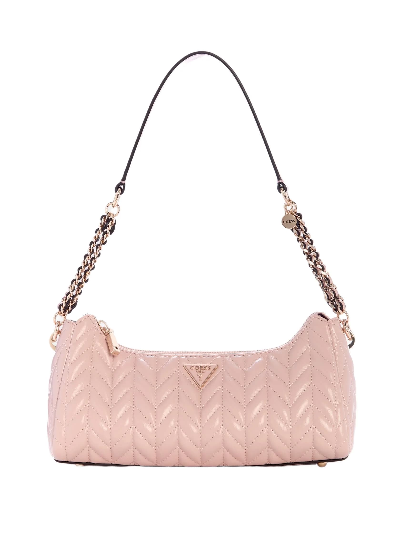 GUESS Cheryl Shoulder Bag | Eco Crinkle PU, Light Rose, 11x4x4 inches, Gold Hardware
