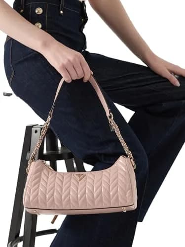 GUESS Cheryl Shoulder Bag | Eco Crinkle PU, Light Rose, 11x4x4 inches, Gold Hardware thumbnail 2