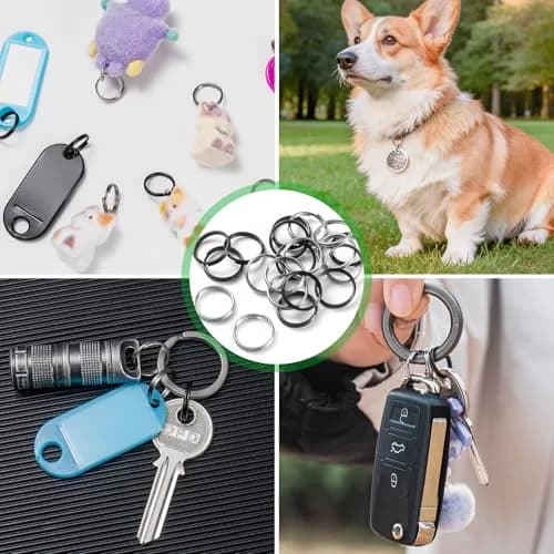 FEGVE TC4 Titanium Small Split Key Rings, Jump Rings for Keys Jewelry DIY (20-Pack, Black+Silver) thumbnail 6