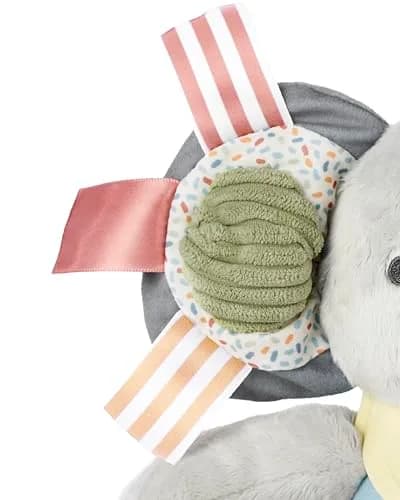 Skip Hop Bandana Buddies Soft Textured Baby Activity and Teething Toy with Rattle, Crinkle, Squeaker & Mirror | Elephant, 0+ Months thumbnail 2
