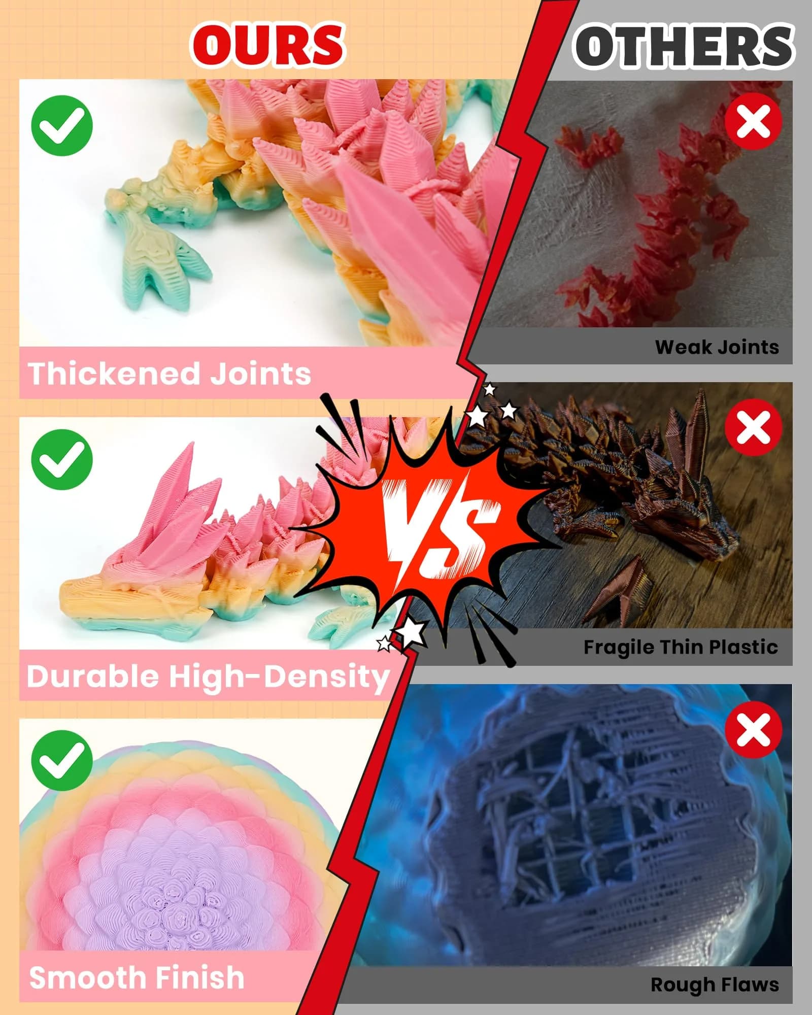 TBOLINE 3D Printed Dragon Egg with Articulated Crystal Dragon Toy, 12-inch Dragon Inside, Random Matte Candy Color - view 7