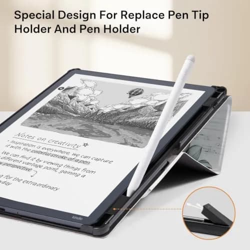 CoBak Case for 11" Kindle Scribe 3rd Gen 2025 Colorsoft | Sketch Sunflower PU Leather Folio with Pen Holder & Stand thumbnail 4