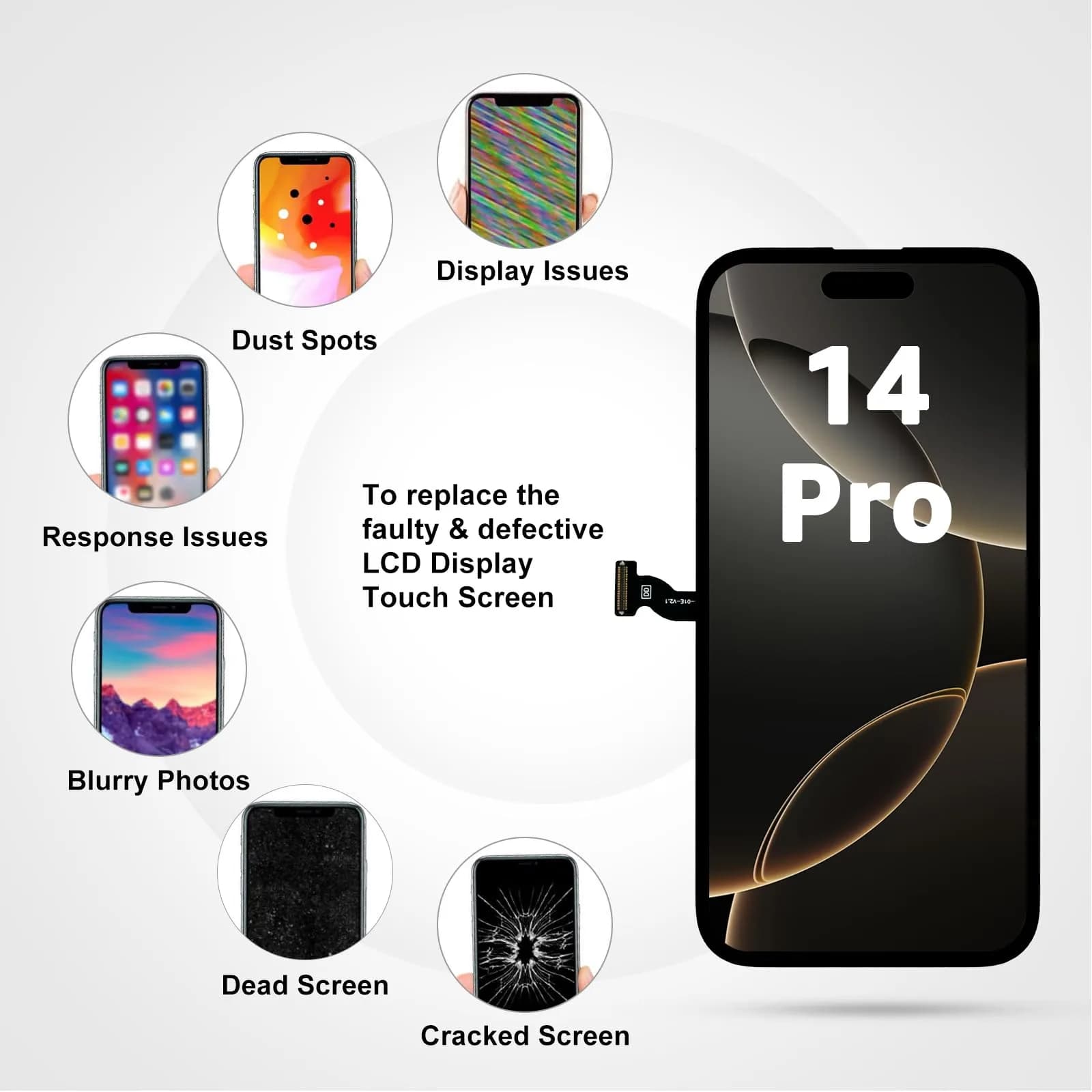 LL TRADER iPhone 14 Pro 6.1" FHD LCD Display Screen Replacement with Repair Kit - view 4