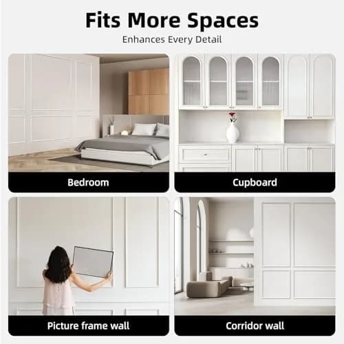 JSIWOTH 20ft (6.1m) Flexible Peel and Stick Wall Molding Trim | White TPE Self-Adhesive Decorative Border for Walls, Mirrors, Cabinets thumbnail 4