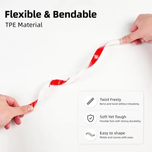 JSIWOTH 20ft (6.1m) Flexible Peel and Stick Wall Molding Trim | White TPE Self-Adhesive Decorative Border for Walls, Mirrors, Cabinets thumbnail 7