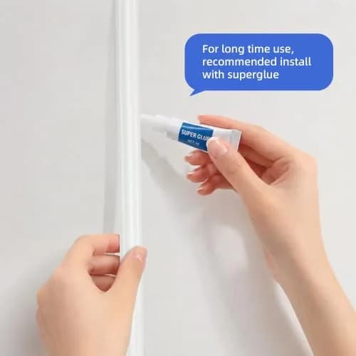 JSIWOTH 20ft (6.1m) Flexible Peel and Stick Wall Molding Trim | White TPE Self-Adhesive Decorative Border for Walls, Mirrors, Cabinets thumbnail 9
