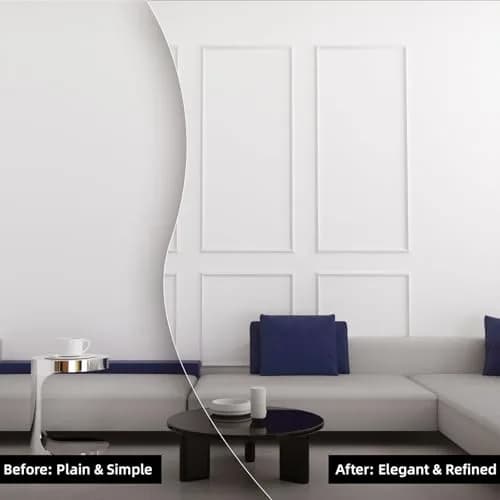 JSIWOTH 20ft (6.1m) Flexible Peel and Stick Wall Molding Trim | White TPE Self-Adhesive Decorative Border for Walls, Mirrors, Cabinets thumbnail 3