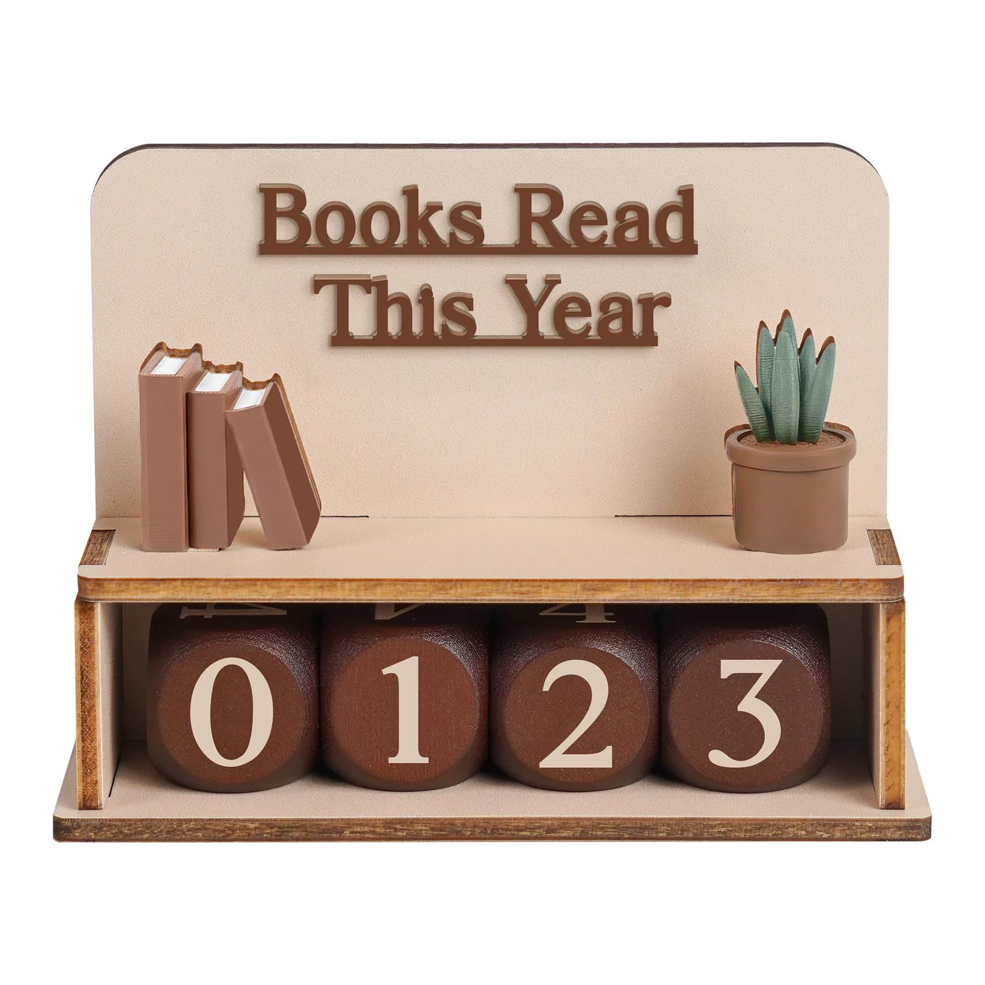 DINIZON Books Read This Year Counter Wooden Book Reading Tracker 16.5cm (6.5in) | Track Your Reading Journey