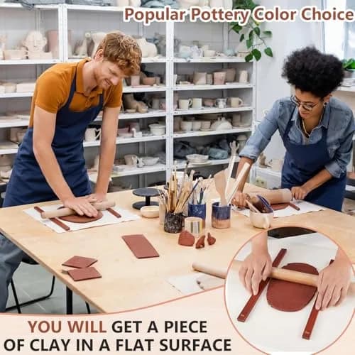 Sasylvia Reddish Brown Wood Clay Pottery Rolling Pin Guides Set (10 Pcs, 34cm / 13.4in) | 5 Thickness Sizes for Even Clay Slabs thumbnail 4
