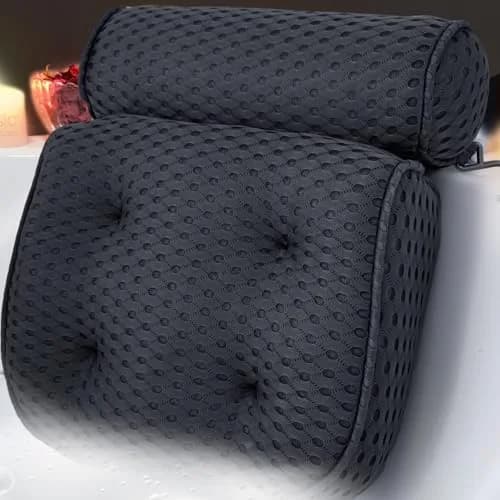 AEROiVi Luxury Bath Pillow for Tub | Soft Mesh Head and Neck Support with 6 Suction Cups, Black thumbnail 1