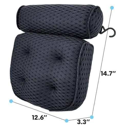 AEROiVi Luxury Bath Pillow for Tub | Soft Mesh Head and Neck Support with 6 Suction Cups, Black thumbnail 6