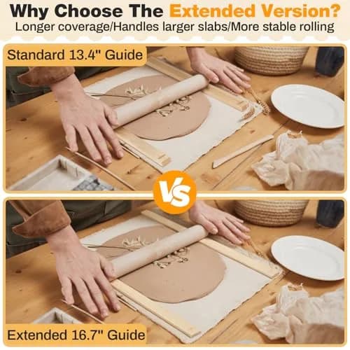Sasylvia 10 Pcs Wood Clay Pottery Rolling Pin Guides Set, 5 Sizes (42.5mm Total Length) | For Even Clay Thickness thumbnail 5
