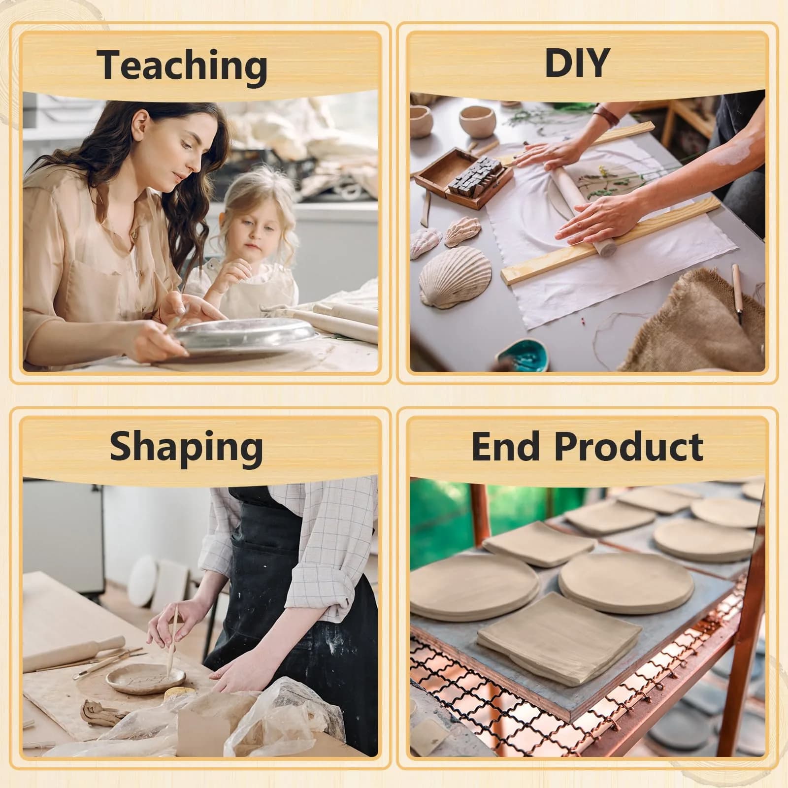 Sasylvia 10 Pcs Wood Clay Pottery Rolling Pin Guides Set, 5 Sizes (42.5mm Total Length) | For Even Clay Thickness - view 6