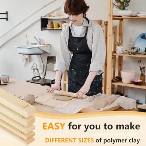 Sasylvia 10 Pcs Wood Clay Pottery Rolling Pin Guides Set, 5 Sizes (42.5mm Total Length) | For Even Clay Thickness thumbnail 7