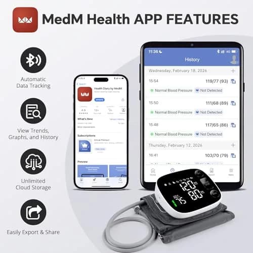 Oklar Bluetooth Blood Pressure Monitor 8.7"-16.5" | App Sync, Dual User, Large LED Display thumbnail 4