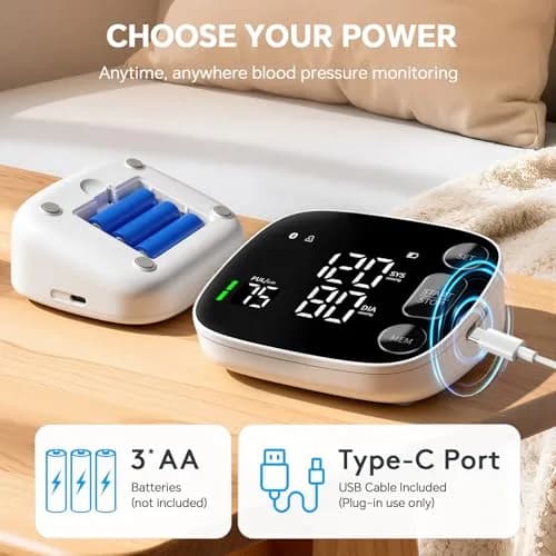 Oklar Bluetooth Blood Pressure Monitor 8.7"-16.5" | App Sync, Dual User, Large LED Display thumbnail 5