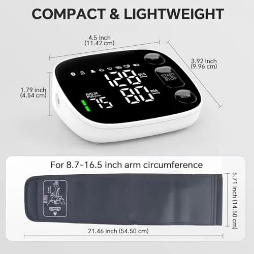 Oklar Bluetooth Blood Pressure Monitor 8.7"-16.5" | App Sync, Dual User, Large LED Display thumbnail 8