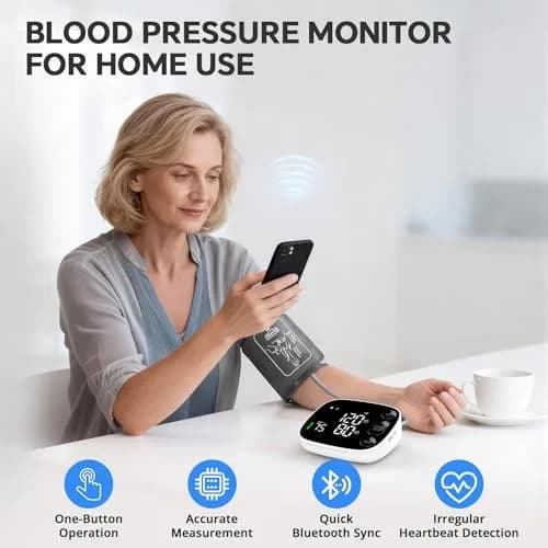 Oklar Bluetooth Blood Pressure Monitor 8.7"-16.5" | App Sync, Dual User, Large LED Display thumbnail 2