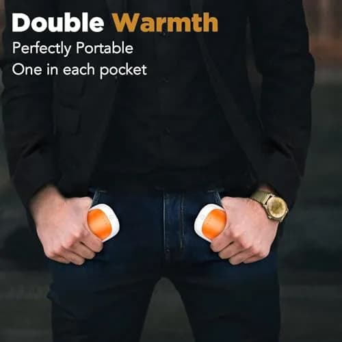 Lerat 2 Pack Rechargeable Hand Warmers 7.6cm x 4.6cm x 2cm | Portable Electric Pocket Heater for Winter Sports thumbnail 4