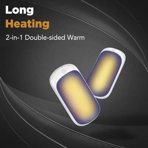 Lerat 2 Pack Rechargeable Hand Warmers 7.6cm x 4.6cm x 2cm | Portable Electric Pocket Heater for Winter Sports thumbnail 3