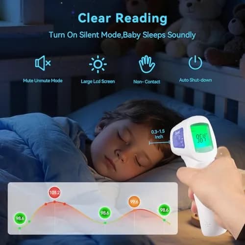 Berrcom 3-in-1 Non-Contact Infrared Forehead Thermometer, Purple | Fast Accurate Reading for All Ages thumbnail 3