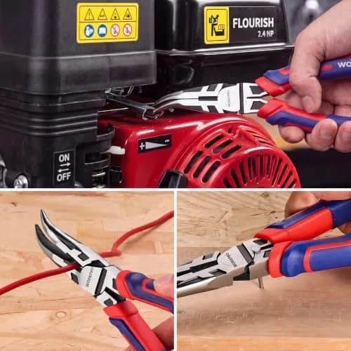 WORKPRO 8" Bent Needle Nose Pliers | Heavy-Duty CRV Steel, Soft Grip, Wire Cutter thumbnail 5