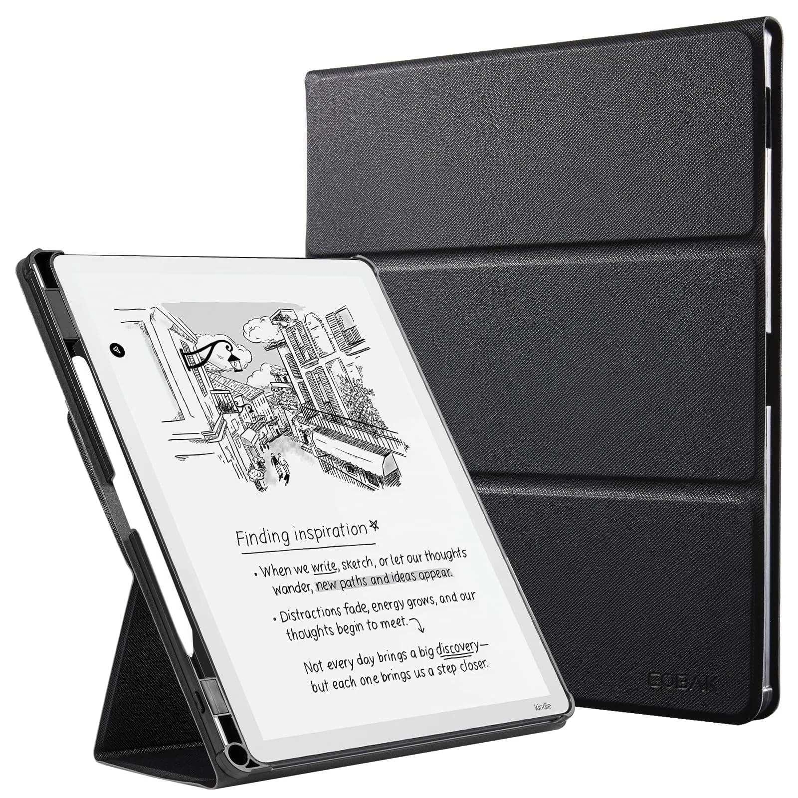 CoBak Case for 11" Kindle Scribe 3rd Gen 2025 | Auto Sleep Wake, Pen Holder, Waterproof PU Leather, Tri-Fold Viewing, Black - main product image