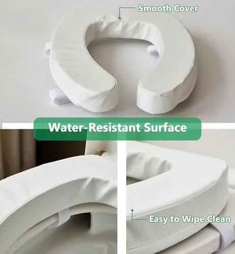 PAZ WEAN Padded Raised Toilet Seat Riser with Soft Foam Cushion for Seniors and Post-Surgery Recovery, 2 Inches Height thumbnail 5
