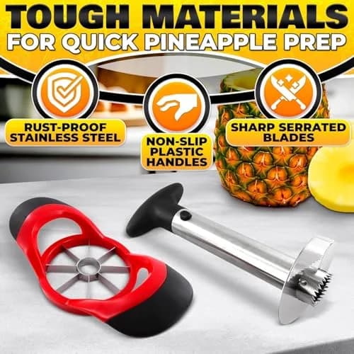 BURIUS Pineapple Corer and Slicer, Apple Cutter Stainless Steel Fruit Tool 10.2cm (4in) | Effortless Fruit Prep thumbnail 4