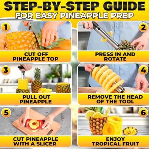 BURIUS Pineapple Corer and Slicer, Apple Cutter Stainless Steel Fruit Tool 10.2cm (4in) | Effortless Fruit Prep thumbnail 7