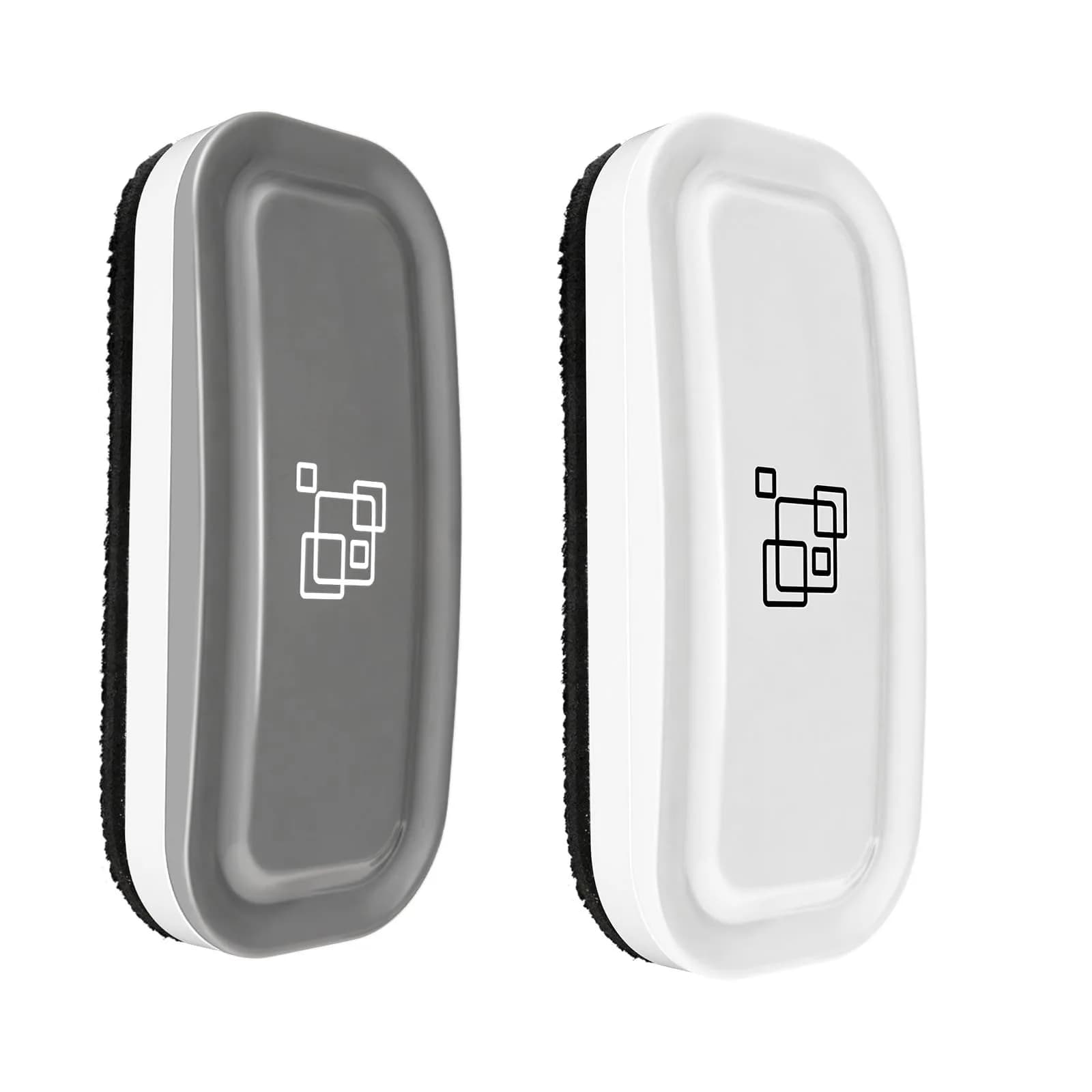 maxtek Magnetic Dry Erase Eraser 2 Pack Gray + White | Strong Magnetic Grip, Washable ABS — Gray + White