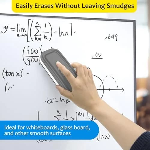 maxtek Magnetic Dry Erase Eraser 2 Pack Gray + White | Strong Magnetic Grip, Washable ABS thumbnail 4