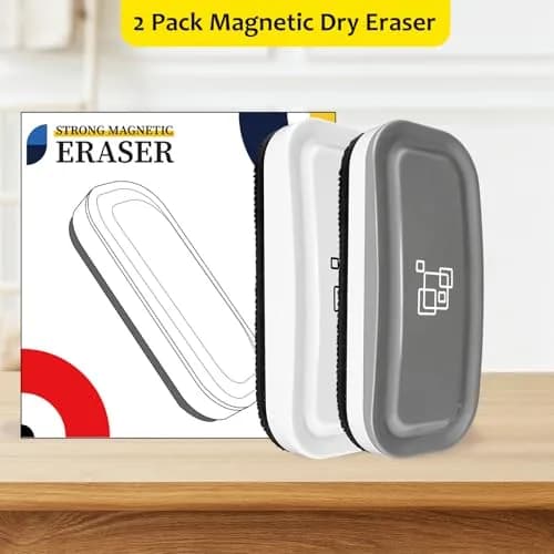 maxtek Magnetic Dry Erase Eraser 2 Pack Gray + White | Strong Magnetic Grip, Washable ABS thumbnail 7