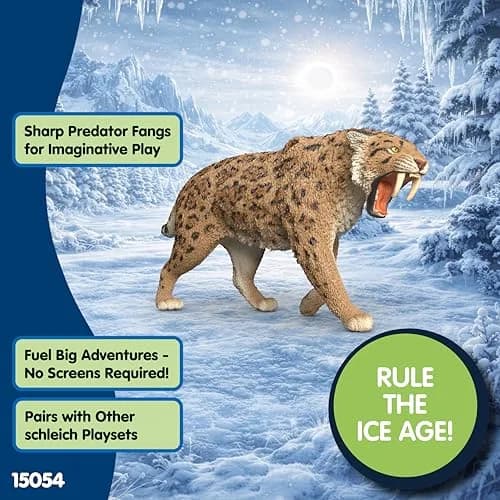 Schleich Smilodon Toy Figurine | Realistic Detail, Ages 4+ thumbnail 4