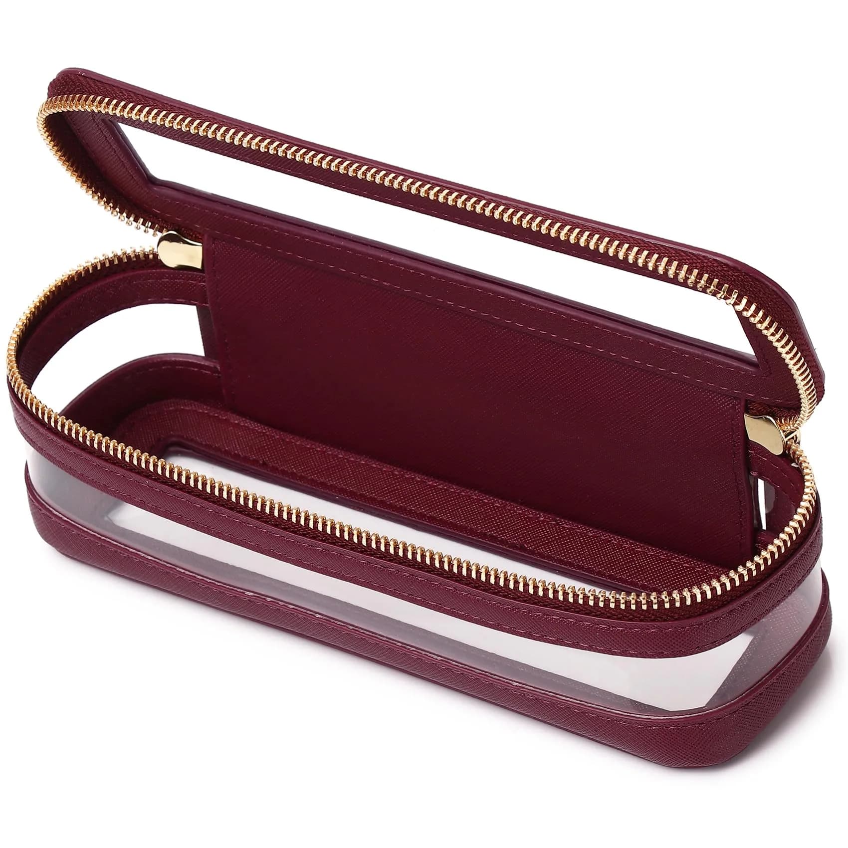 Pinkmik Burgundy Slim-1 Makeup Brush Case | TSA Approved Travel Cosmetic Organizer - main product image